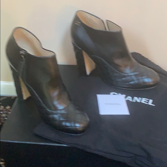 SOLD CHANEL NWT Chanel Black Lambskin Bootie. 38 - Picture 6 of 7